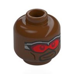LEGO part 28621pr0220 Minifig Head with Print in Reddish Brown
