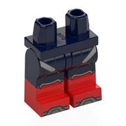LEGO part 970c05pat22pr0002 Hips with Dark Blue Legs and Red Boots Pattern with Print in Earth Blue/ Dark Blue