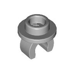 LEGO part 5264 Plate Round 1 x 1 with Hollow Stud and Underside Clip in Medium Stone Grey/ Light Bluish Gray