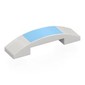 Slope Curved 4 x 1 Double with No Studs with Bright Blue Rectangle print