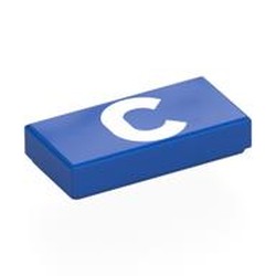 LEGO part 3069bpr0228 Tile 1 x 2 with print in Bright Blue/ Blue