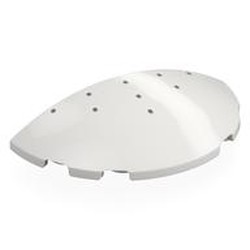 LEGO part 6957pr0009 Brick Round 3 x 6 Half Circle with Dark Bluish Grey Dots print in White