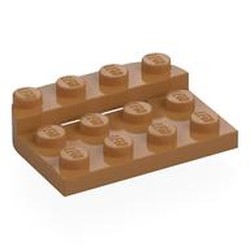 LEGO part 3263 Plate Round Corners Double 3 x 4 with 1 x 4 Raised Edge Studs in Medium Nougat