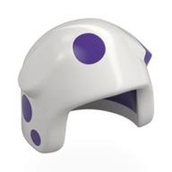 LEGO part 117438pat0001 Helmet, Knobs White with Dark Purple Spots pattern in Medium Lilac/ Dark Purple
