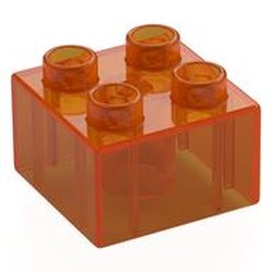LEGO part 3437 Duplo Brick 2 x 2 in Transparent Bright Orange/ Trans-Orange