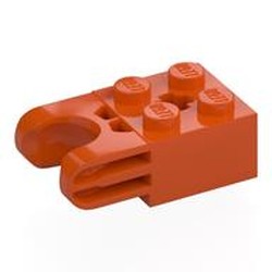LEGO part 67696 Technic Brick Special 2 x 2 with Ball Socket Wide and Axle Hole, No Arm Holes in Reddish Orange