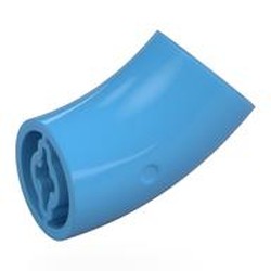 LEGO part 5489 Brick Round 2 x 2 D. Tube with 45° Elbow and Axle Holes (Crossholes) at Each End [LONG] in Medium Blue