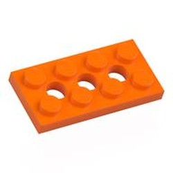 LEGO part 3709 Technic Plate 2 x 4 [3 Holes] in Bright Orange/ Orange