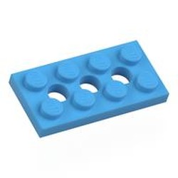 LEGO part 3709 Technic Plate 2 x 4 [3 Holes] in Medium Blue