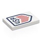 Tile 2 x 3 with Dark Blue Shield, 'USA', Red Stripes print
