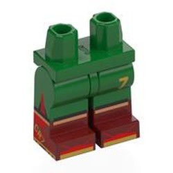 LEGO part 970c31pat10pr0001 Hips with Green Legs and Dark Red Boots Pattern with print in Dark Green/ Green