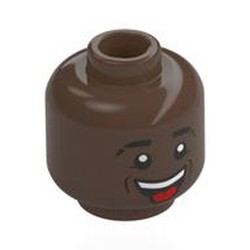 LEGO part 28621pr0083 Minifig Head with print in Umber Brown