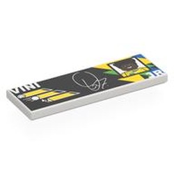 LEGO part 69729pr0077 Tile 2 x 6 with print in White