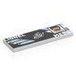 Tile 2 x 6 with Black Background, Bright Light Blue Shapes, 'LIONEL MESSI', Portrait print
