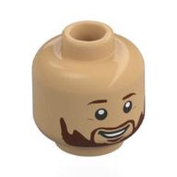 LEGO part 28621pr0078 Minifig Head with print in Warm Tan