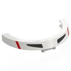 LEGO part 8009pr0001 Windscreen 10 x 2 x 4 1/3 U Shape with Red Stripes, Black Triangle print in White