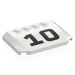 LEGO part 52031pr0007 Slope Curved 4 x 6 x 2/3 Triple Curved with 4 Studs with Black '10' print in White