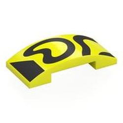 LEGO part 7547pr0009 Slope Curved 4 x 2 Double with print in Vibrant Yellow