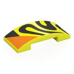 LEGO part 7547pr0010 Slope Curved 4 x 2 Double with print in Vibrant Yellow