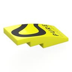 LEGO part 93606pr0040 Slope Curved 4 x 2 No Studs with print in Vibrant Yellow