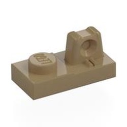 LEGO part 30383 Hinge Plate 1 x 2 Locking with 1 Finger On Top in Sand Yellow/ Dark Tan
