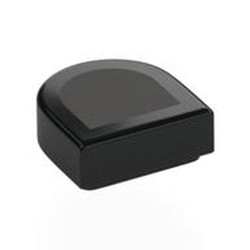 LEGO part 24246pr0008 Tile Round 1 x 1 Half Circle with Dark Bluish Grey Surface print in Black