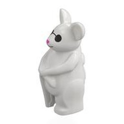 LEGO part upn9999pr0001 Animal, Mouse with Walking Stick, Black Glasses, Dark Pink Nose print in White
