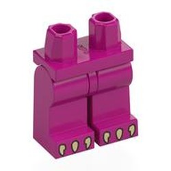 LEGO part 970c37pr0003 Hips and Magenta Legs with Tan Claws print in Bright Reddish Violet/ Magenta