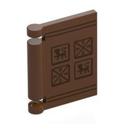 LEGO part 24093pr0025 Book Cover with Leather Cover, Symbols print in Reddish Brown