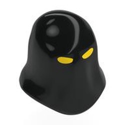 LEGO part 8221pr0001 Hood, Full with Bright Light Orange Eyes print in Black