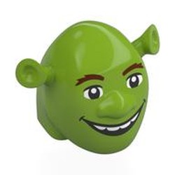 LEGO part 8538pr0001 Head Special, Ogre with Reddish Brown Eyebrows, Open Mouth Smile print (Shrek) in Bright Yellowish Green/ Lime