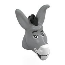 LEGO part upn9995pat0001 Animal, Head, Donkey with Black Mane pattern, White Nose, Black Eyebrows print in Medium Stone Grey/ Light Bluish Gray