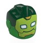 Helmet with Armor Plates, Ear Protectors, Top Ridge with Lime Mask, White Eyes, Dark Green Top print (Iron Hulk)