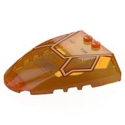 LEGO part 80222pr0004 Windscreen 6 x 7 x 1 1/3 with Bright Light Orange / Red Cockpit print in Transparent Bright Orange/ Trans-Orange