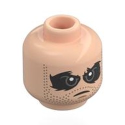 LEGO part 28621pr0100 Minifig Head with print in Light Nougat