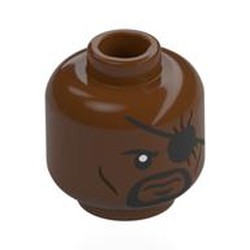 LEGO part 28621pr0097 Minifig Head with print in Reddish Brown