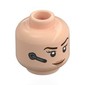 Minifig Head Maria Hill, Eyelashes and Red Lips, Smile with Earpiece / Scuffed Grimace with Earpiece