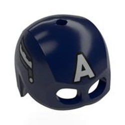 LEGO part 49556pr0006 Helmet / Mask, Top Hole, White Mechanical Wings, White 'A' Print (Captain America) in Earth Blue/ Dark Blue