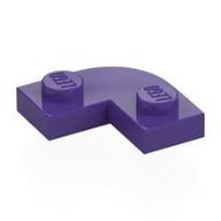 LEGO part 79491 Plate Round Corner 2 x 2 with 1 x 1 Cutout in Medium Lilac/ Dark Purple