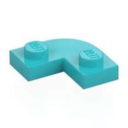 LEGO part 79491 Plate Round Corner 2 x 2 with 1 x 1 Cutout in Medium Azure