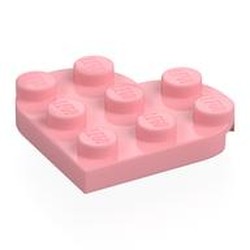 LEGO part 39613 Plate Angled 3 x 3 with Heart Shape in Warm Pink