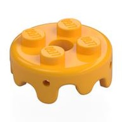 LEGO part 65700 Plate Special Round 2 x 2 with Melting Drops/Icing on Sides in Flame Yellowish Orange/ Bright Light Orange