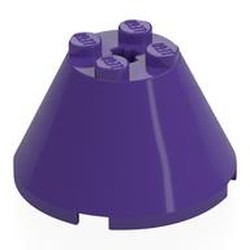 LEGO part 3943b Cone 4 x 4 x 2, Axle Hole [Plain] in Medium Lilac/ Dark Purple
