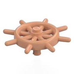 LEGO part 4790b Boat / Ship Wheel / Helm with Slotted Pin in Nougat