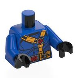 LEGO part 973c28h03pr0001 Torso, Blue Arms, Black Hands with Print in Bright Blue/ Blue