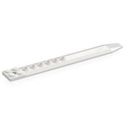 LEGO part 62743 Plate Special 2 x 16 with Angled Side Extensions and Hole (Rotor Blade) in White