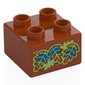 Duplo Brick 2 x 2  with Red, Blue, Lime Leaves, Acorns print