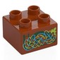 Duplo Brick 2 x 2 with Red, Blue, Lime Leaves, Hidden Picture print