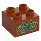 Duplo Brick 2 x 2 with Red, Blue, Lime Leaves, Eggs print