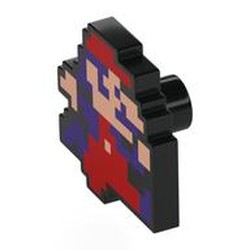 LEGO part 8185pr0001 Tile Special 3 x 3 with Pixelated Jumpman print in Black